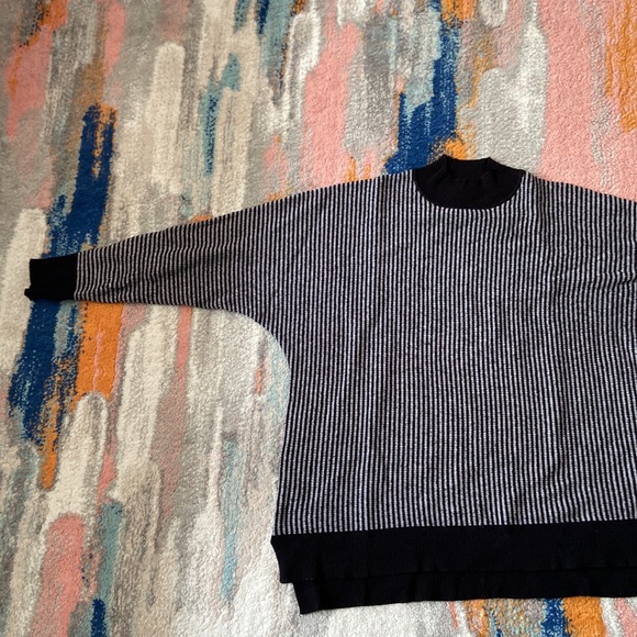 Joan Vass Zebra Striped Turtle Neck Sweater - Picture 2 of 9